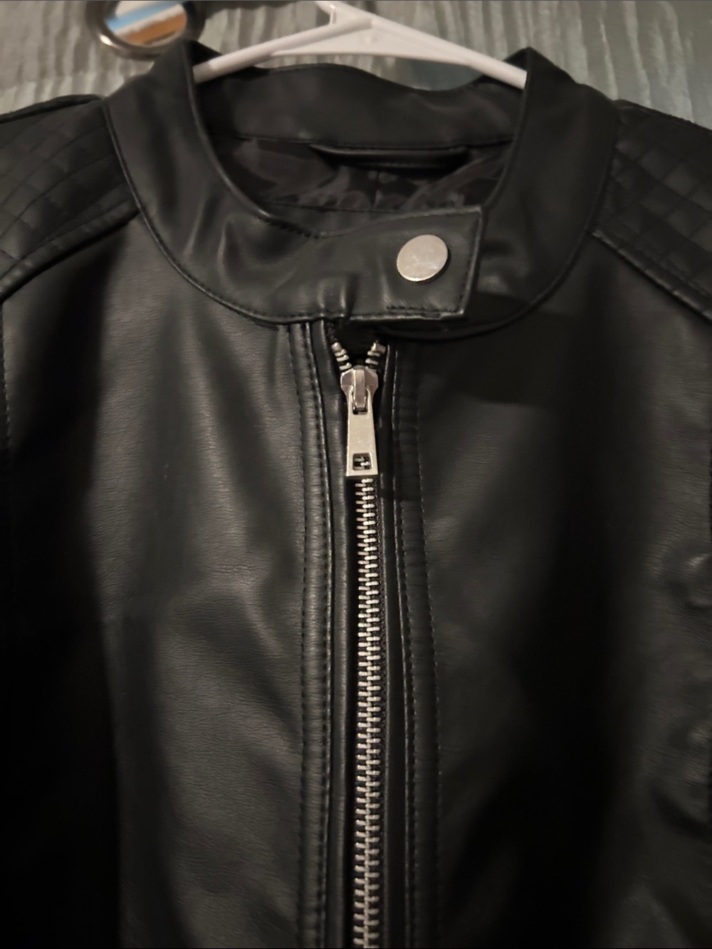 New- Never worn. Cavalini Black Faux Leather Zip-Front Jacket - Picture 3 of 5